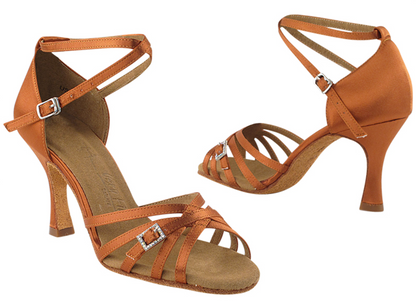 Zapatilla de salón adulto satín bronceado oscuro