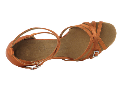 Zapatilla de salón adulto satín bronceado oscuro