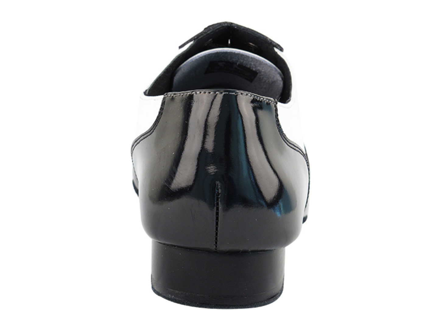Zapato de salón hombre charol negro y cuero blanco