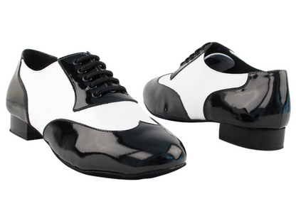 Zapato de salón hombre charol negro y cuero blanco