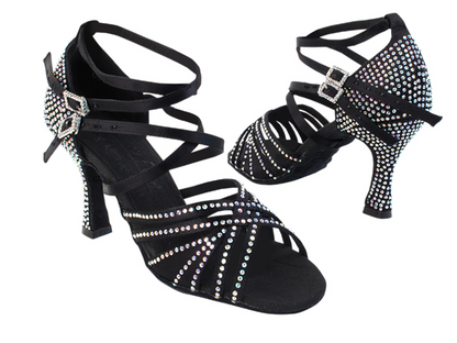 Zapatilla de salón adulto cristales negro