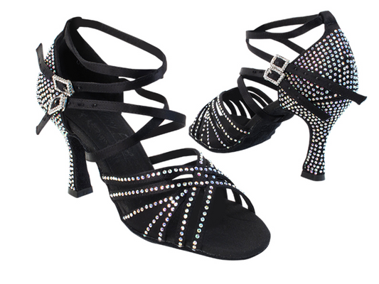 Zapatilla de salón adulto cristales negro