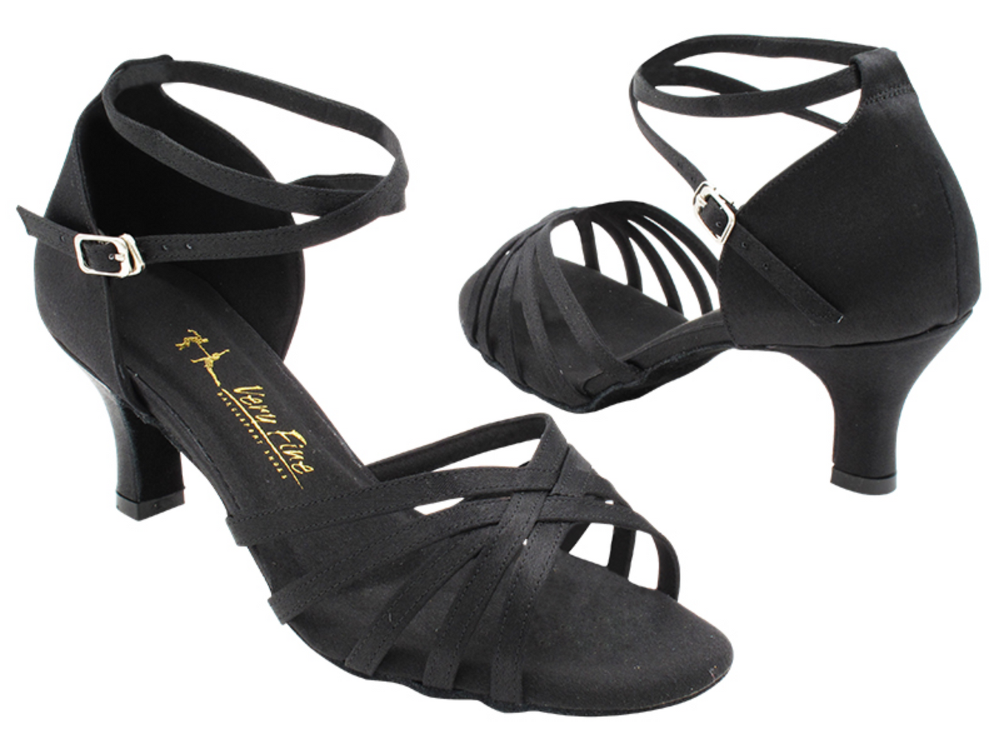 Zapatilla de salón adulto satín negro