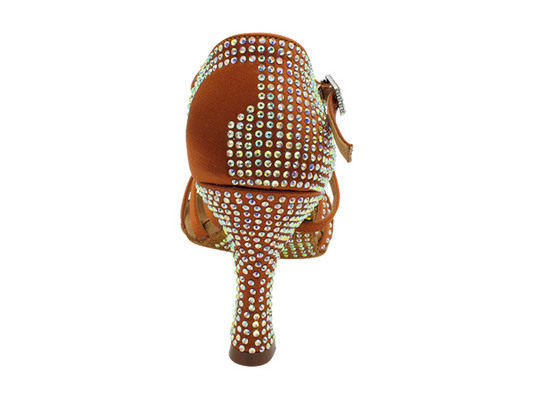 Zapatilla de salón adulto cristales satín bronceado cobre