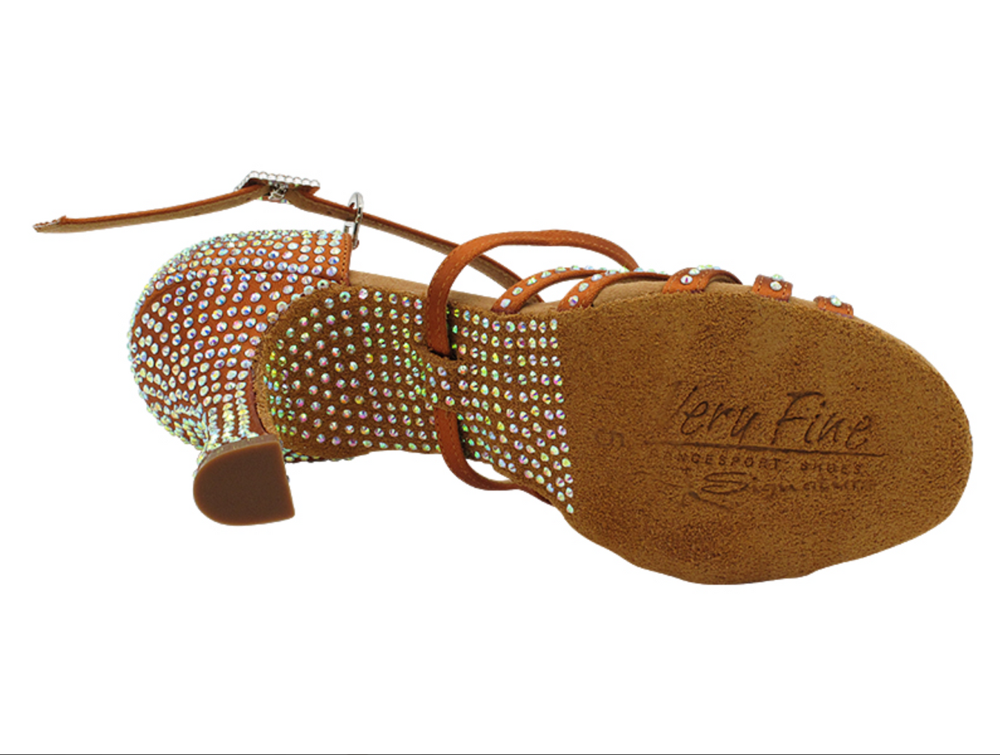 Zapatilla de salón adulto cristales satín bronceado cobre