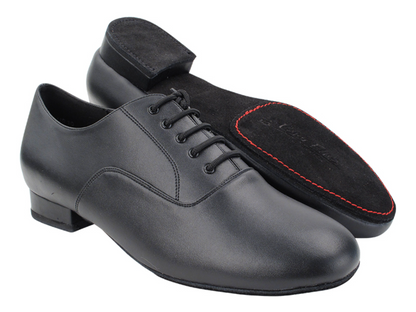 Zapato de salón hombre cuero negro suela con roja