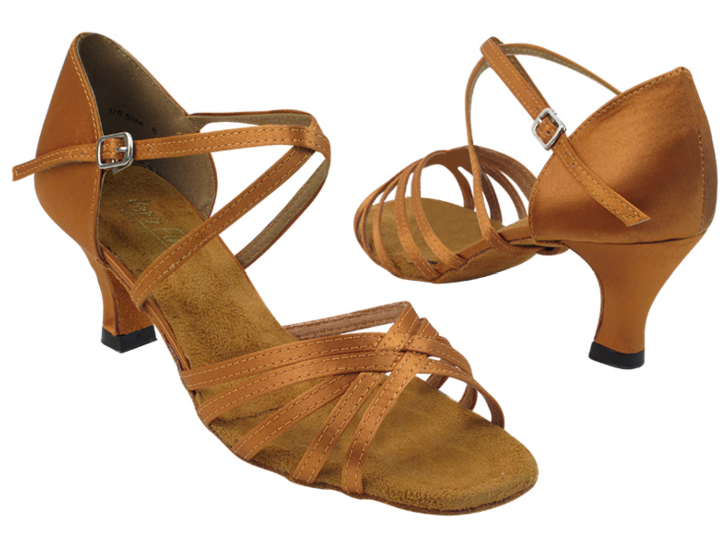 Zapatilla de salón adulto satín tostado oscuro